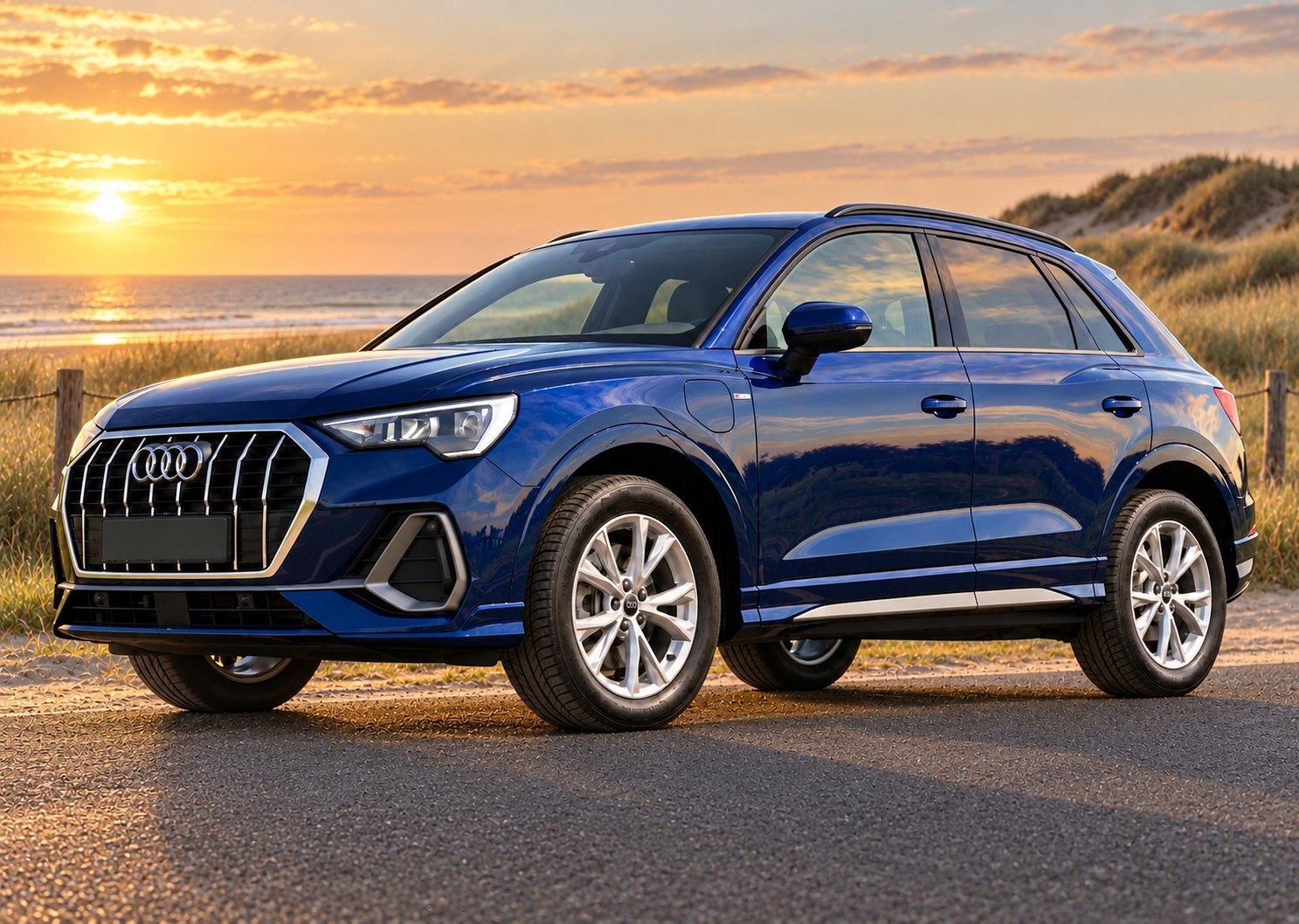 Audi Q3 45 Tfsi e 245pk Phev S Tronic 2021 Blauw, Auto's, 1715 kg, Blauw, Leder en Stof, Hybride Elektrisch/Benzine