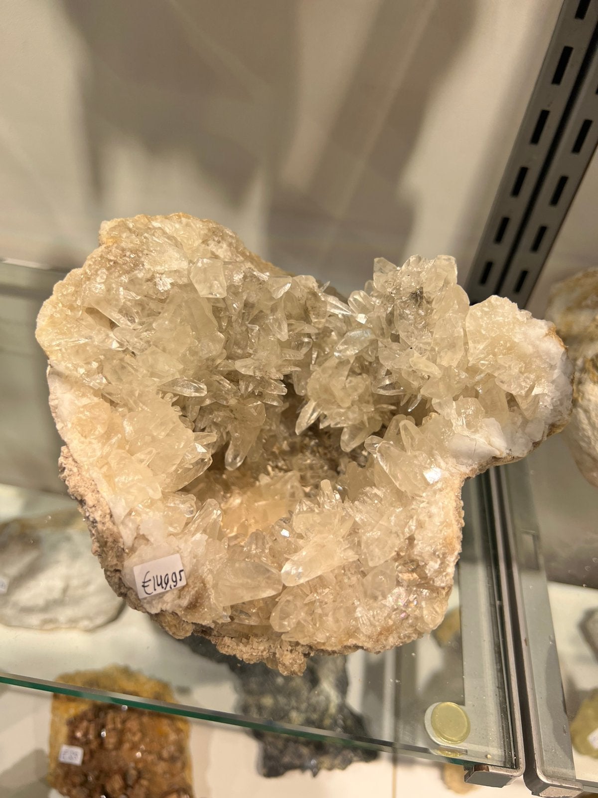 Bijzondere geode met grote calcietkristallen, Ophalen of Verzenden