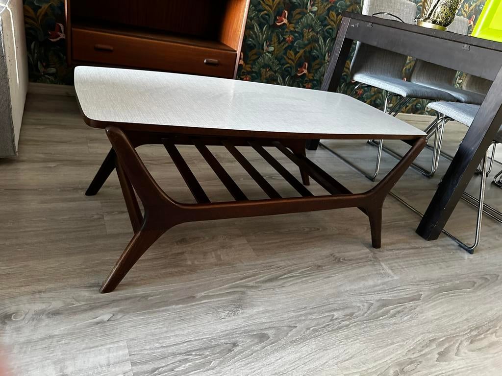 Louis van Teeffelen salontafel mid Century vintage teakhout, Ophalen, Gebruikt, 100 tot 150 cm, Teakhout
