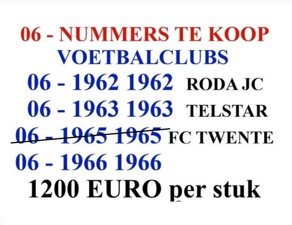 MOOIE 06-NUMMERS VOETBALCLUBS OPRICHTING TE KOOP, Telecommunicatie, Ophalen of Verzenden, Nieuw, Overige providers, Prepaidkaart