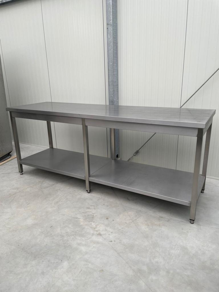 Horeca rvs werktafel werkbank tafel 230 cm tablke workbench, Huis en Inrichting, Keuken | Keukenelementen, Ophalen of Verzenden