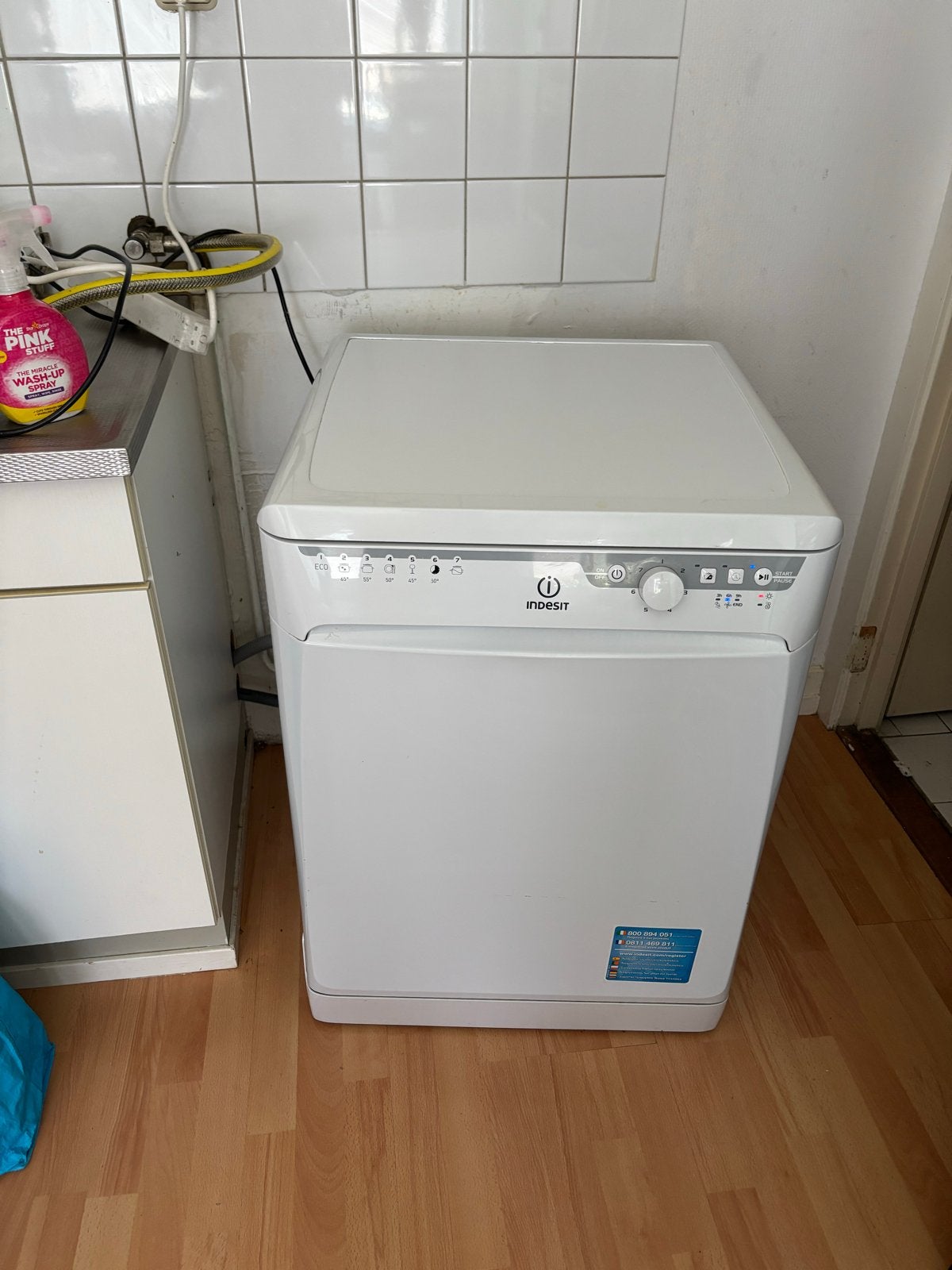 Indesit vaatwasser - Vrijstaand en energiezuinig, Ophalen, Gebruikt, 60 cm of meer, Energieklasse A of zuiniger