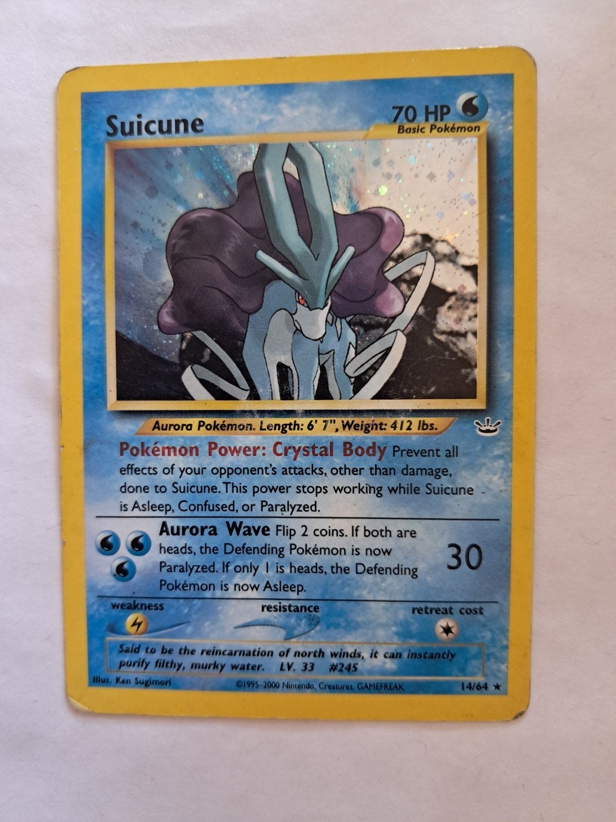 Suicune 14 Neo Revelation, Ophalen of Verzenden, Zo goed als nieuw, Losse kaart, Foil