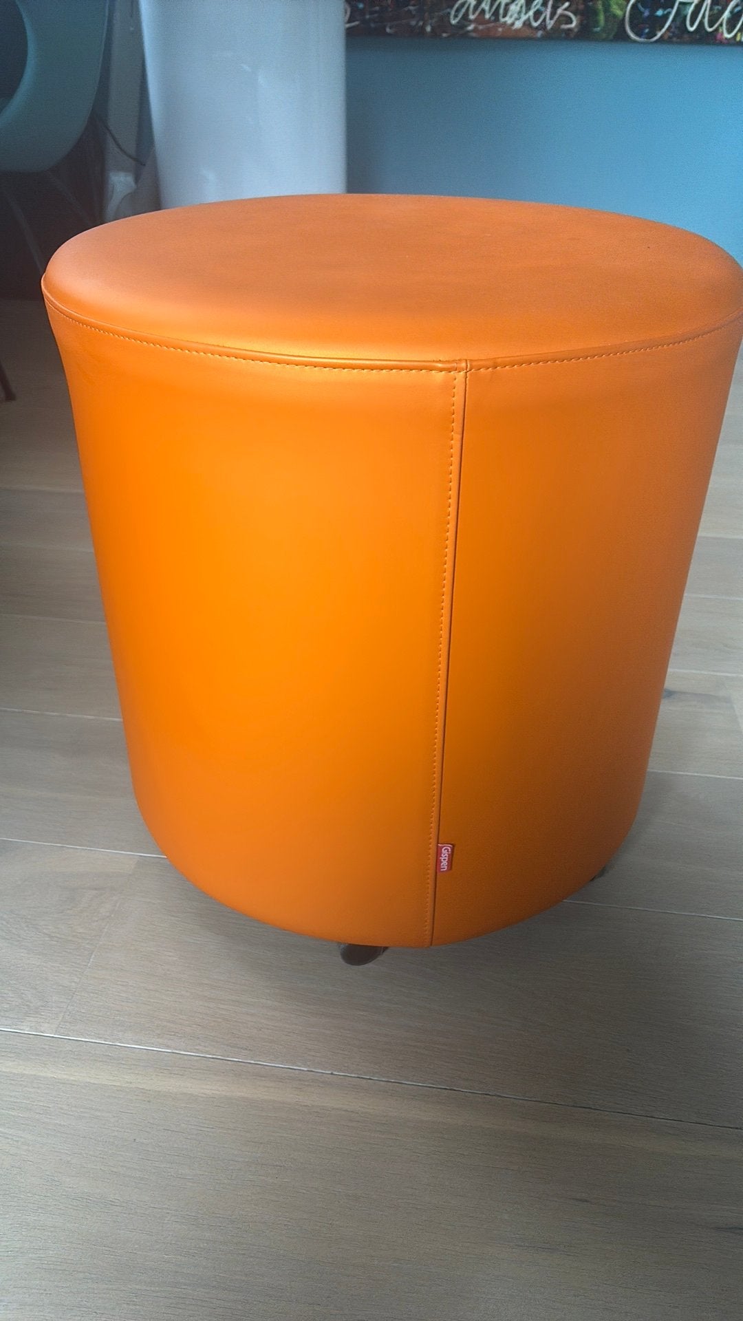 Gispen poef/hocker - oranje, Huis en Inrichting, Ophalen, Overige materialen, Gebruikt, Rond