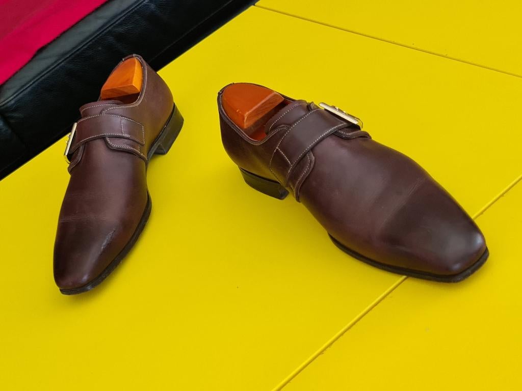 Prachtige Santoni gesp schoenen met bruine kleur maat 6/5, Kleding | Heren, Schoenen, Bruin, Verzenden, Santoni, Gespschoenen