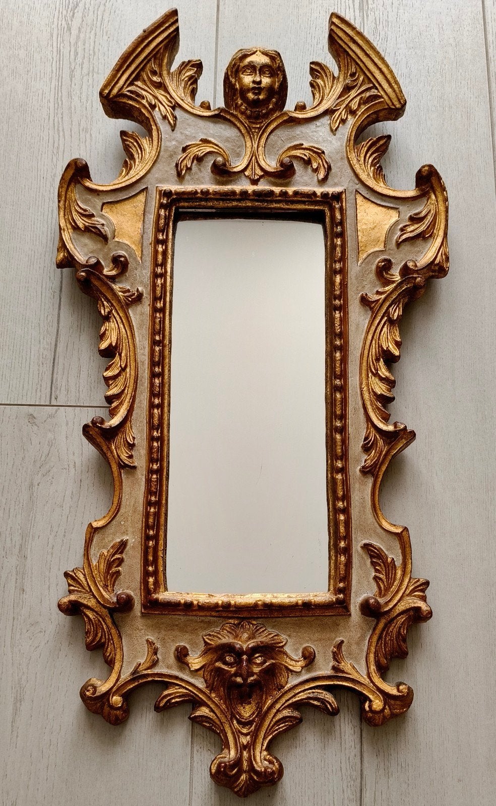 Antieke Italiaanse barokke wandspiegel, Antiek en Kunst, Antiek | Spiegels, Ophalen of Verzenden, Rechthoekig, Minder dan 50 cm