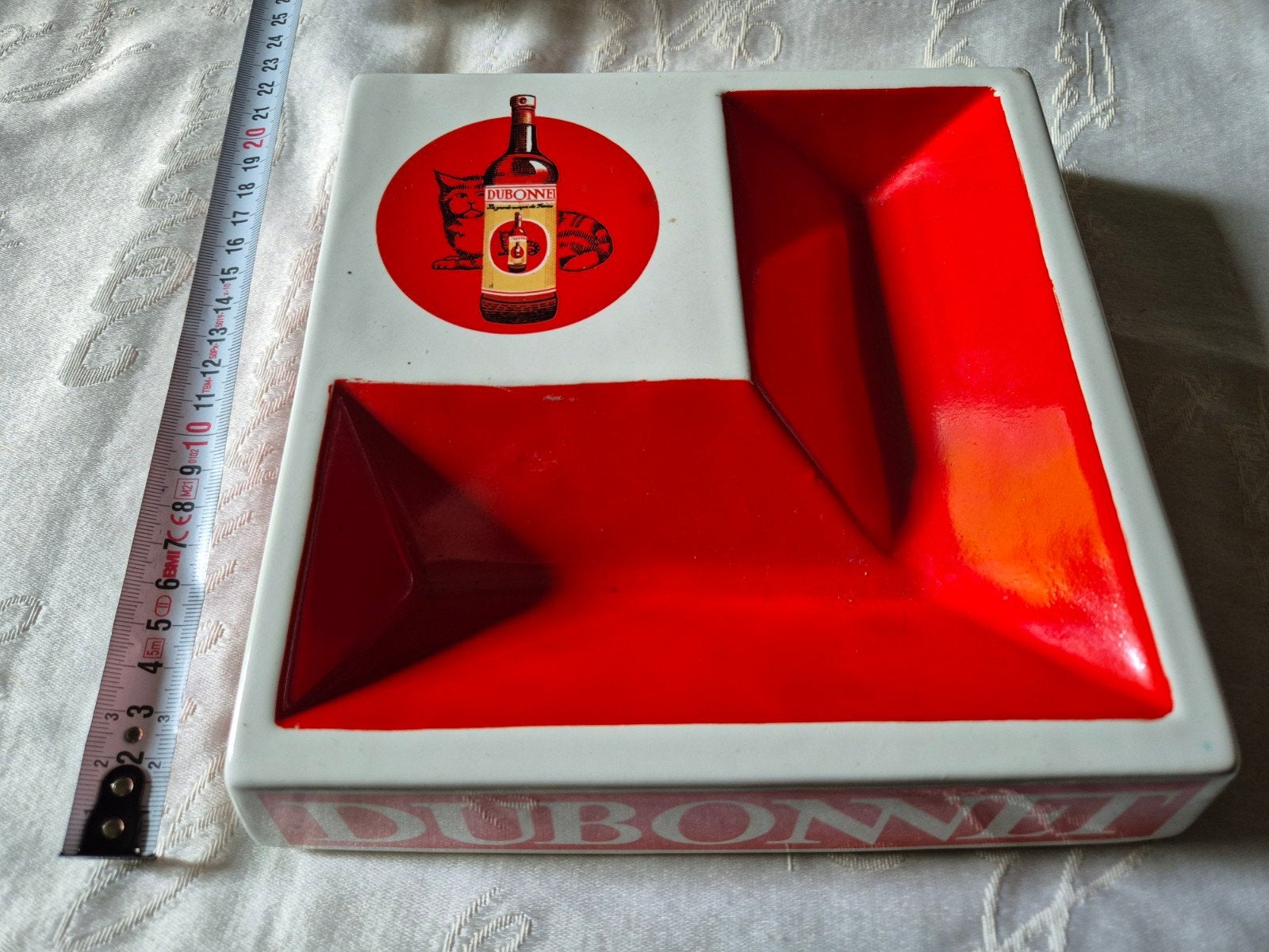 Vintage Dubonnet asbak - Rood en Wit, Antiek en Kunst, Ophalen of Verzenden