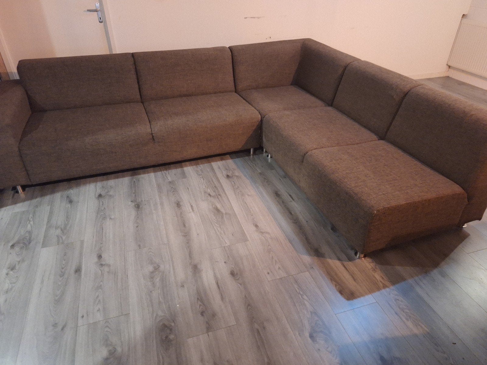 Groot L-vormig bankstel & toebehoren, Huis en Inrichting, Ophalen, Gebruikt, Stof