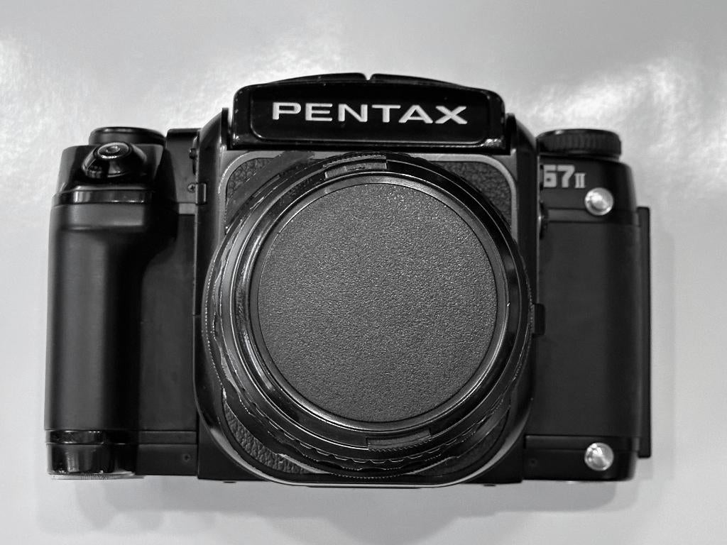 Pentax 67 II + SMC Pentax‑67 90mm f/2.8, Audio, Tv en Foto, Fotocamera's Analoog, Ophalen, Gebruikt, Spiegelreflex, Pentax