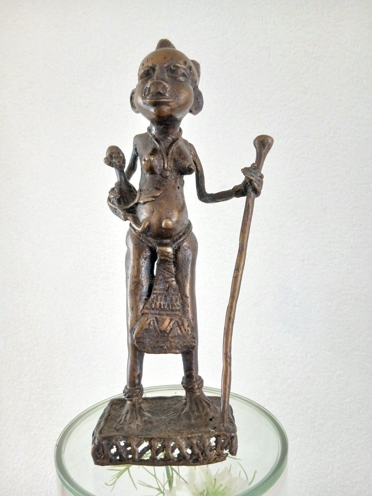 Tikar Kameroen afrikaans bronzen ? beeld moeder met kind, Ophalen of Verzenden