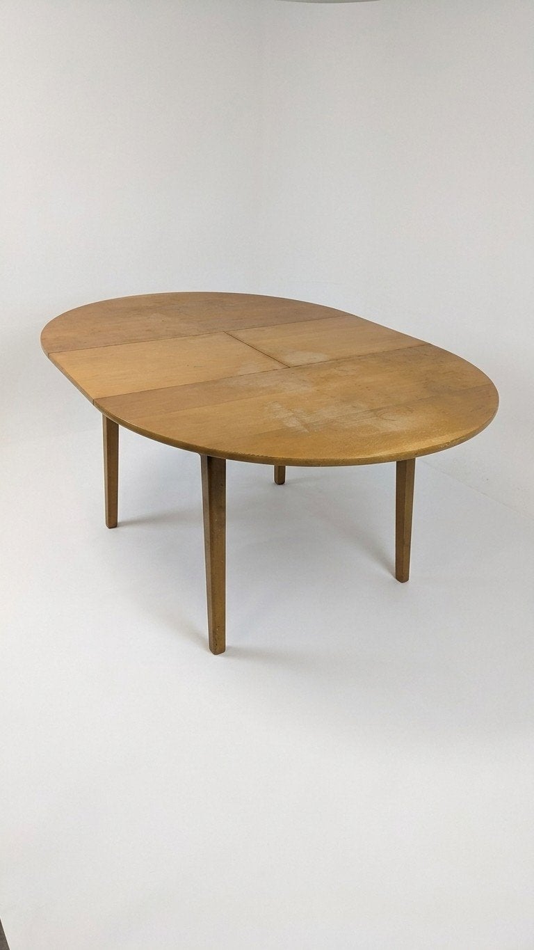 Vintage Ronde Uittrekbare Eettafel / Uitschuiftafel, Huis en Inrichting, Tafels | Eettafels, Gebruikt, Rond, Ophalen of Verzenden