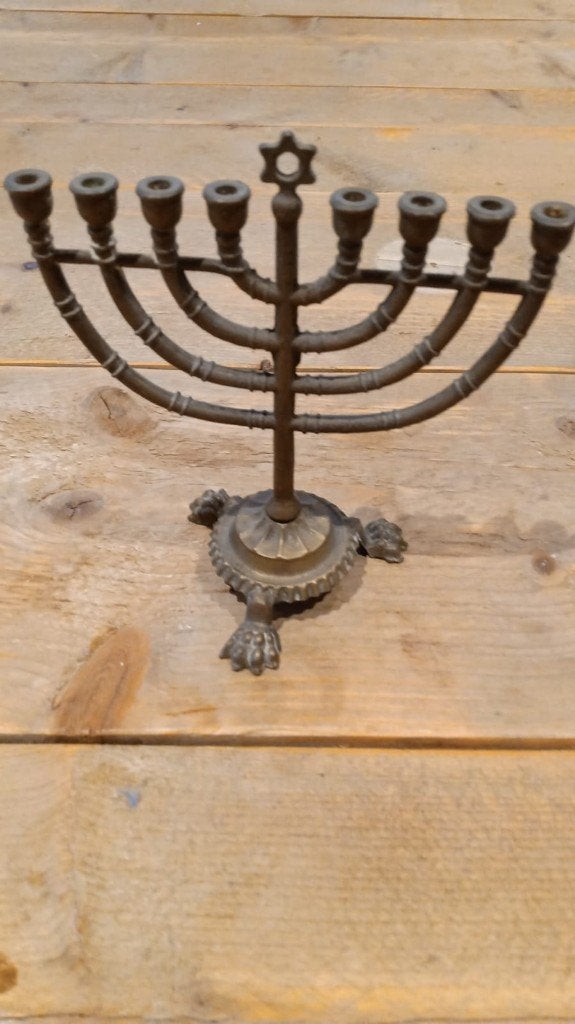 Decoratieve 9-armige menora / chanoekia van messing, Ophalen, Overige materialen