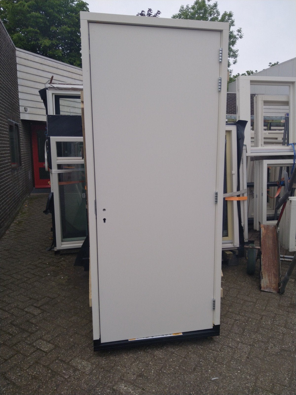 Hardhout kozijn met dichte deur, 215 cm of meer, Nieuw, Buitendeur, Hout