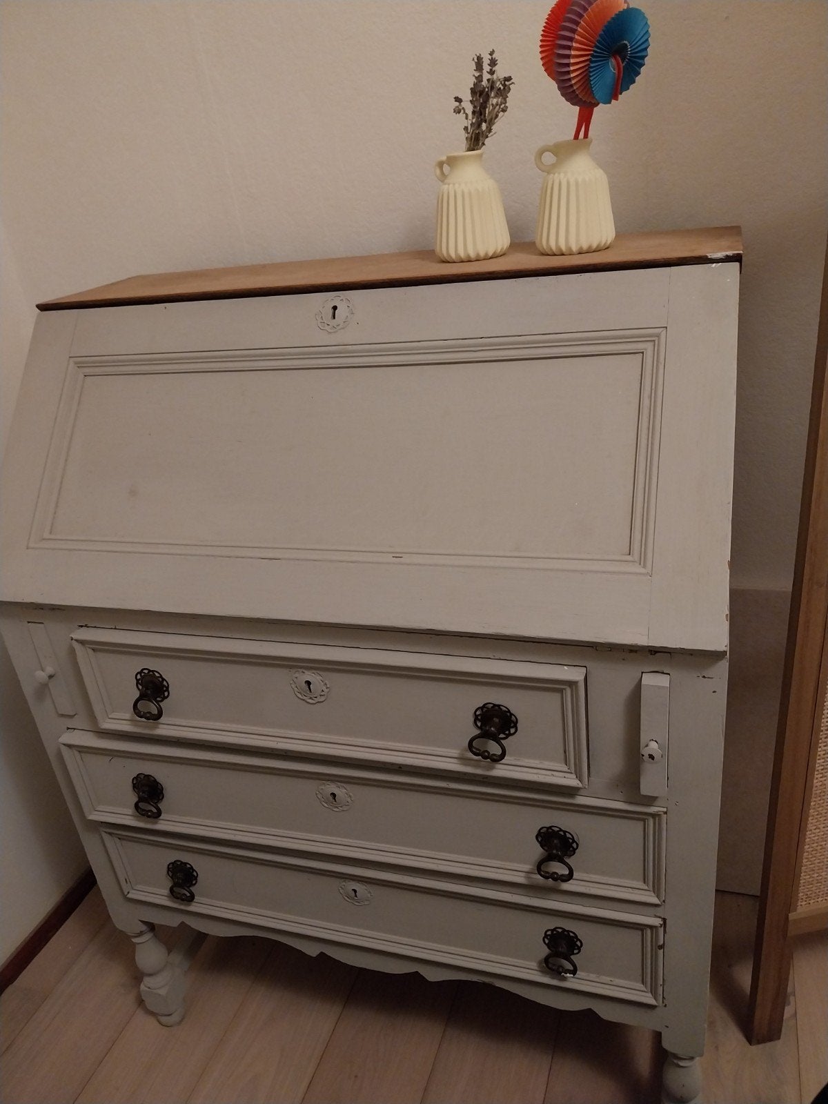 Vintage secretaire met lades - Grijs, Ophalen