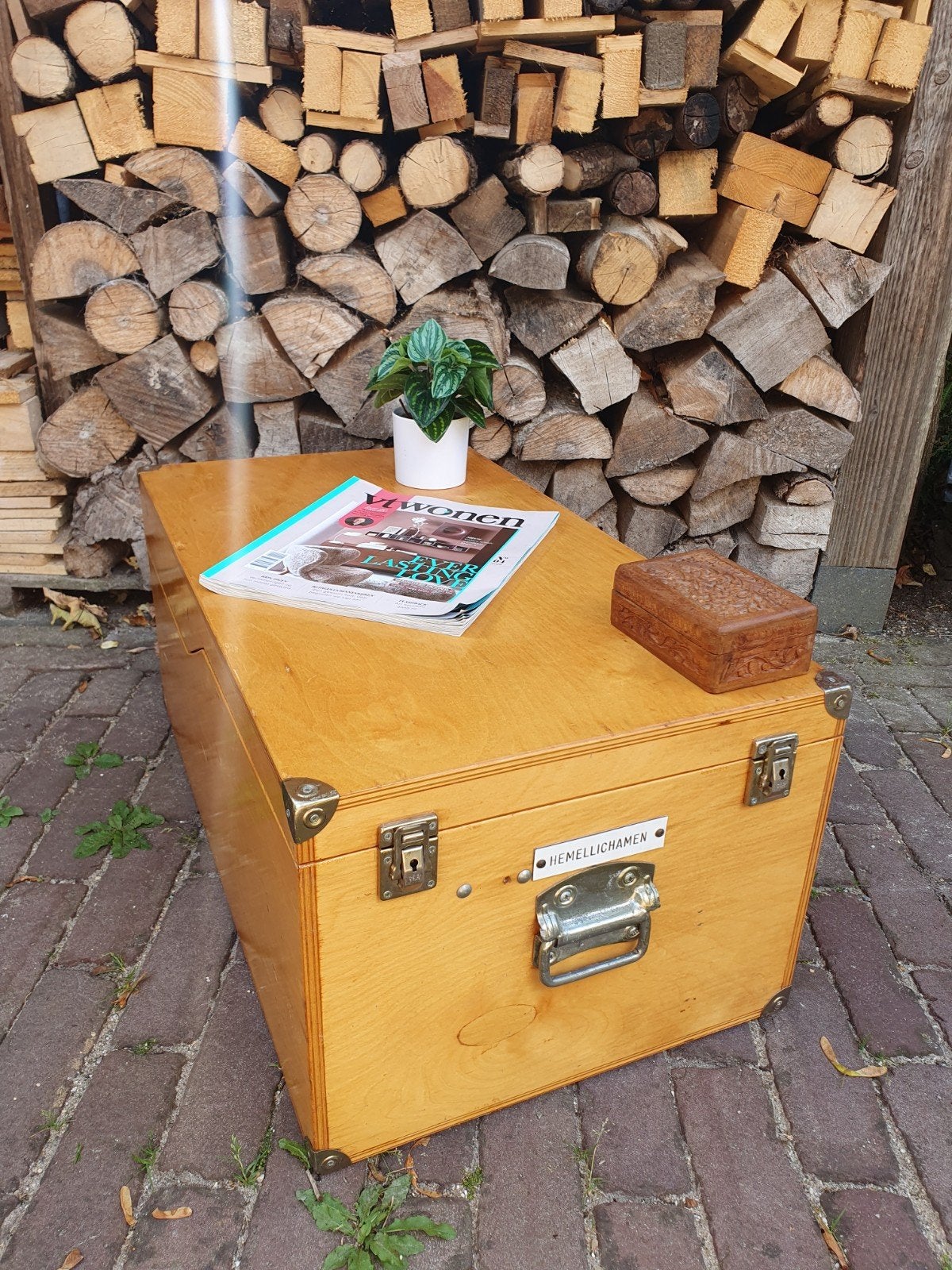 Opbergkist, salontafel of bijzettafeltje., Ophalen, Minder dan 45 cm, Gebruikt, .