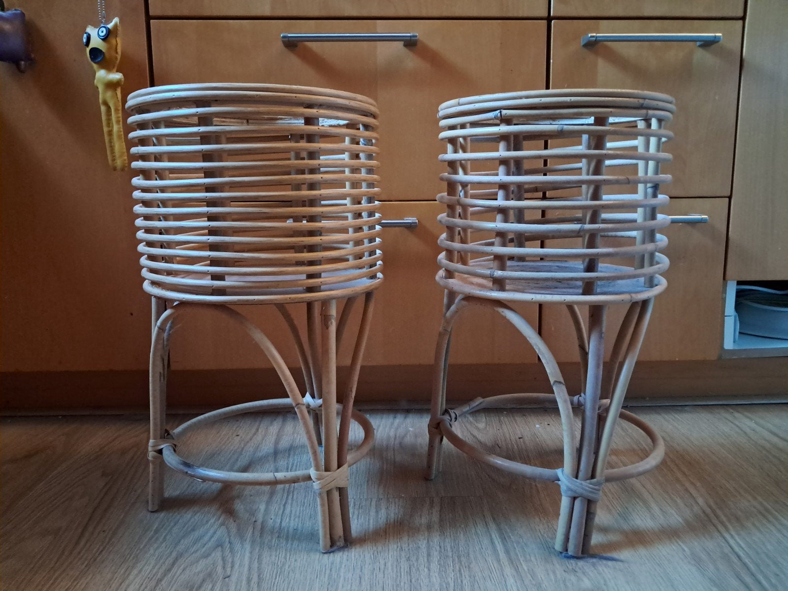 2x Rotan plantenstandaard, Ophalen, Gebruikt, Natuurlijk materiaal, Boho