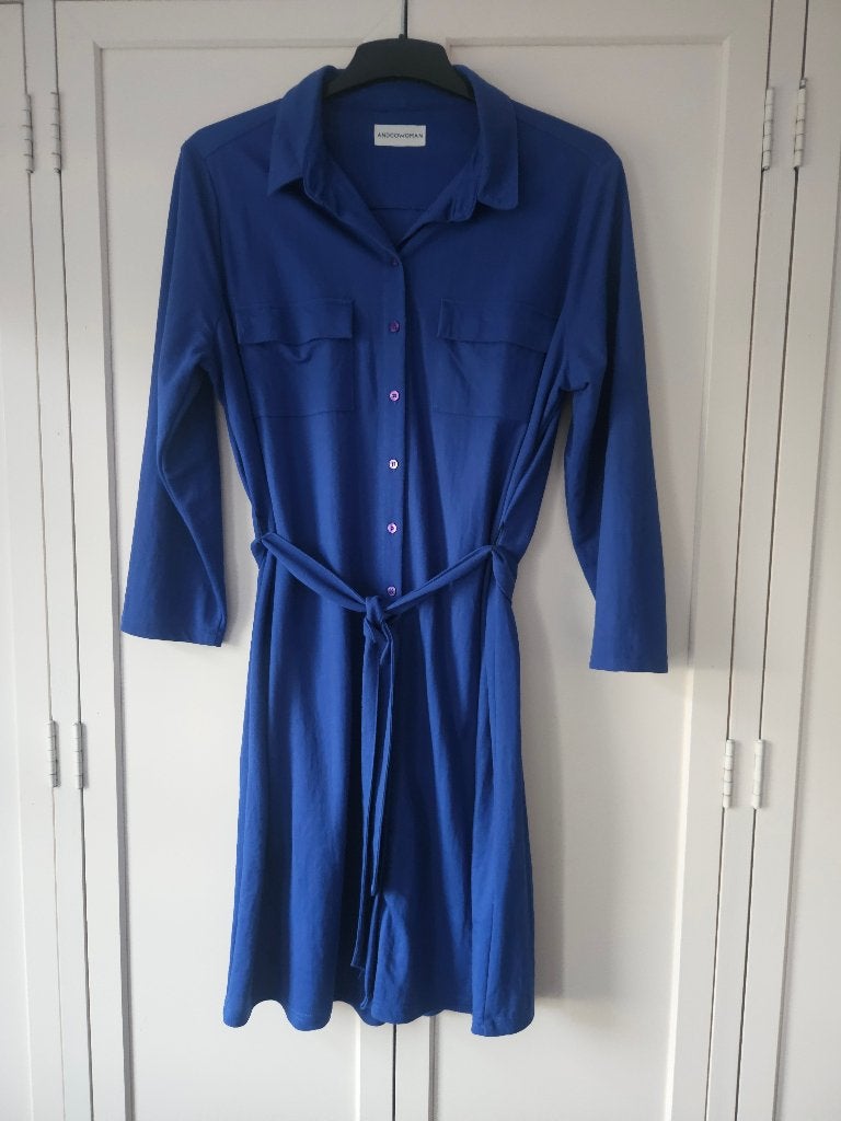 AndCo Woman jurk maat 2XL (46) zgan, Blauw, Maat 46/48 (XL) of groter, Ophalen of Verzenden, Onder de knie