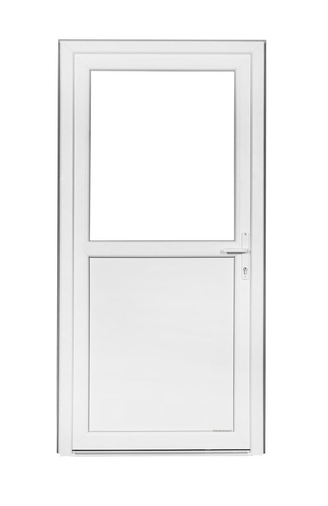 Kunststof Buitendeur 1/2 Glas Buiten B102 H206cm Wit Intrek, Kunststof, Niet ingevuld, Nieuw, Ophalen of Verzenden