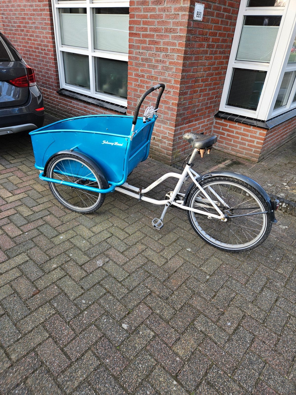 Johnny Loco bakfiets, blauw, 6 versnellingen, Fietsen en Brommers, Ophalen of Verzenden