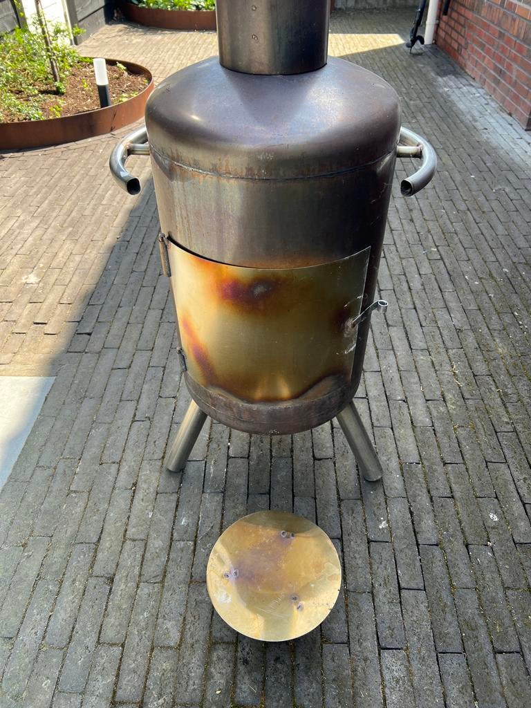 RVS Vuurhaard / Kachel met Afneembare Deur en Pet, Tuin en Terras, Ophalen, Gebruikt