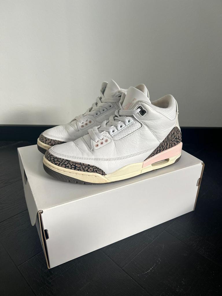 Air Jordan 3 Retro White/Dark Mocha-Atmosphere, maat 39!, Ophalen of Verzenden, Gedragen, Overige kleuren
