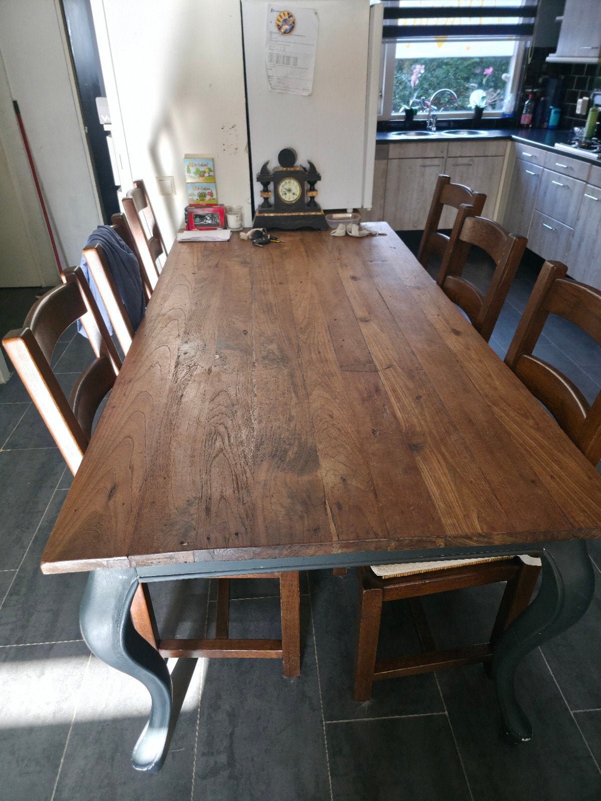 Mooie houten eetkamertafel (200x99 cm) - Ruilen mogelijk, Ophalen, Gebruikt, 50 tot 100 cm, Vijf personen of meer
