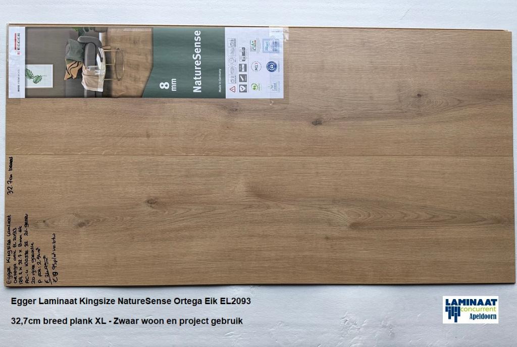 Kingsize Laminaat Ortega Eik EL2093 32,7cm brede plank 8mm, Bruin, 75 m² of meer, Nieuw, 32,7cm brede plank laminaat natuur eiken kleur