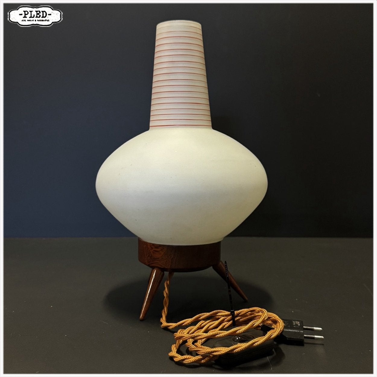 Vintage Lamp Tafellamp, Ophalen, Wit, E27 (groot), Zo goed als nieuw