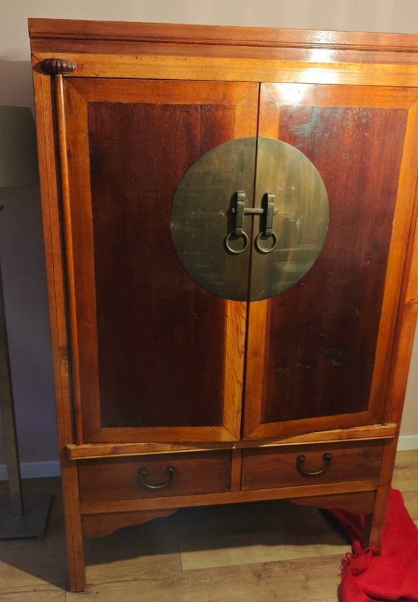 Antieke Chinese Kast met Messing Beslag, Ophalen