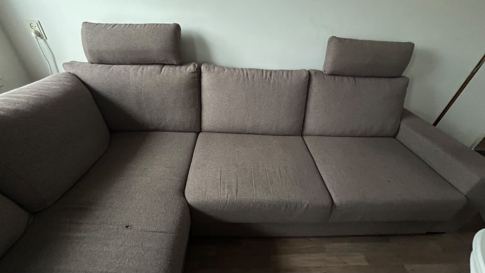 Hoekbank met fauteuil en optionele poef, Huis en Inrichting, Ophalen, Gebruikt, Hoekbank, Stof