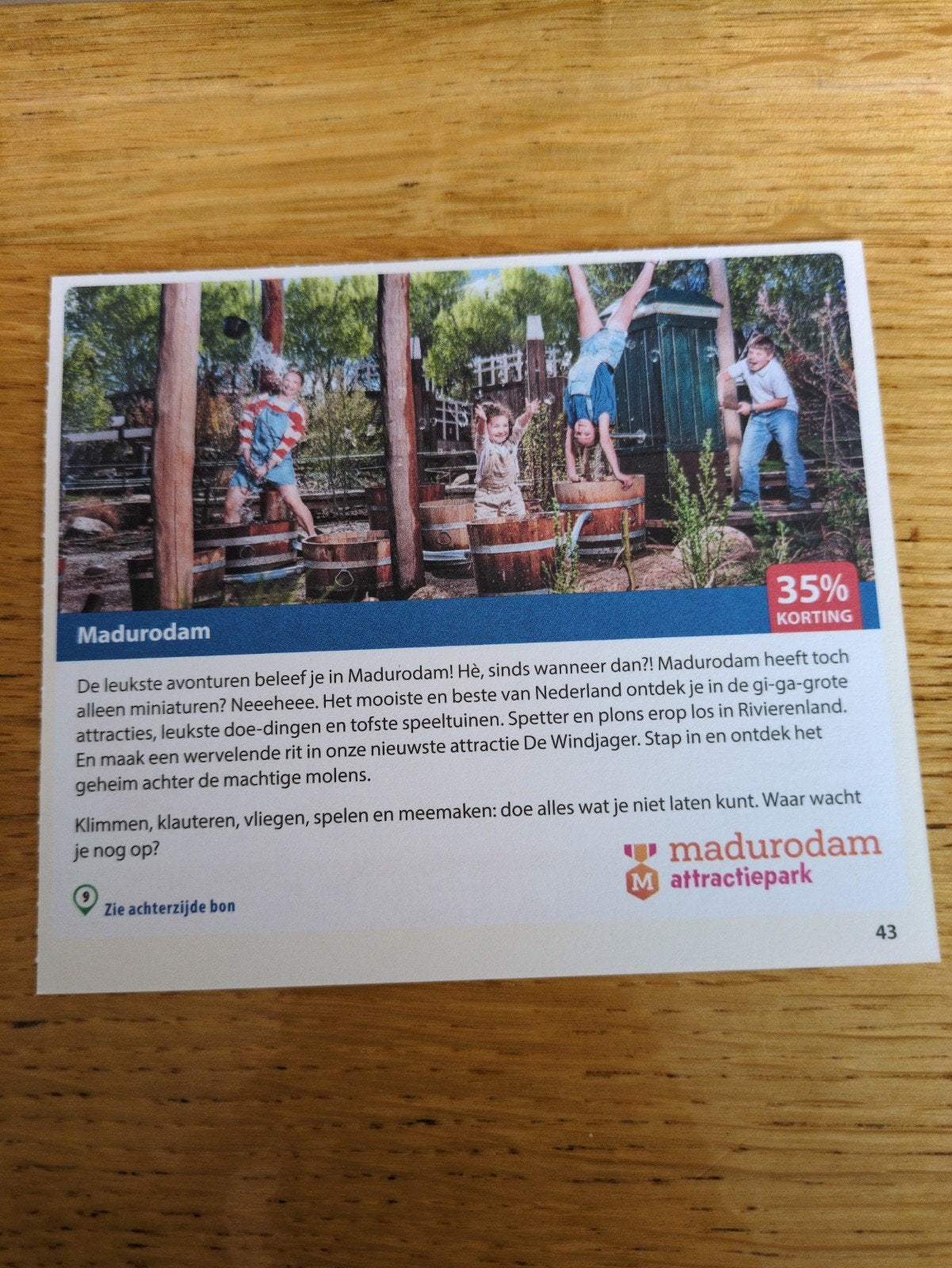 Kortingsbon voor Madurodam, 35 % korting, Drie personen of meer, Kortingskaart