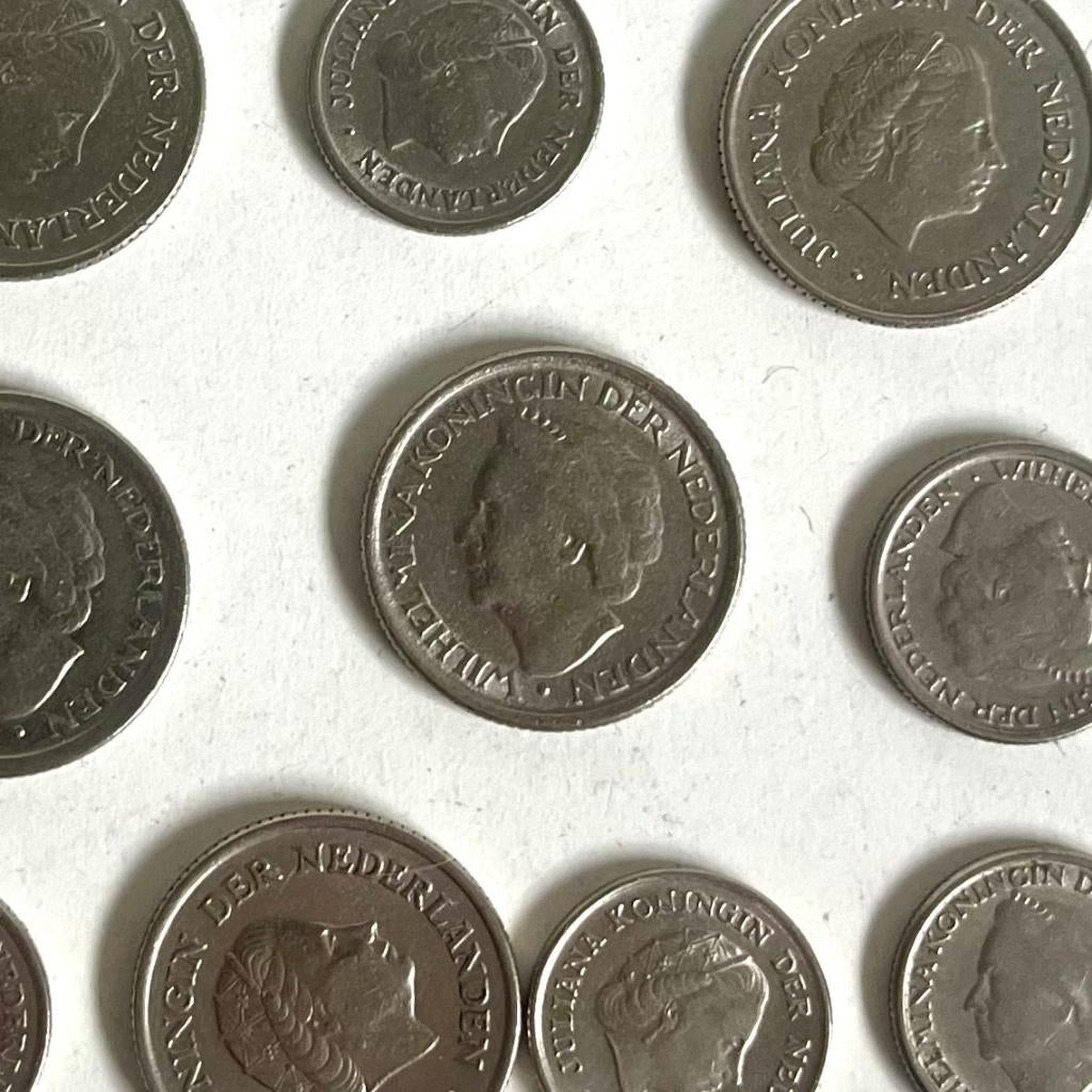 Nederlandse dubbeltjes en kwartjes, Ophalen of Verzenden, Koningin Juliana, 25 cent, Setje