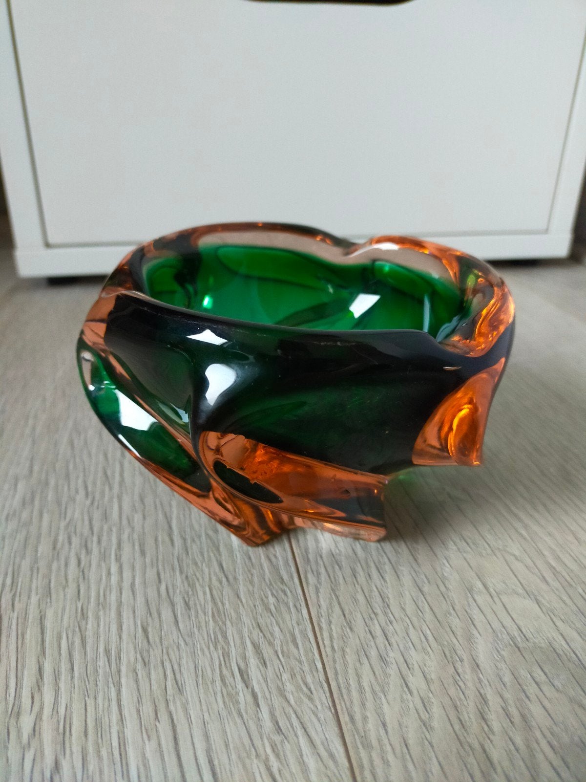 Josef Hospodka Chribska glazen schaal/asbak, groen/amber, Ophalen of Verzenden