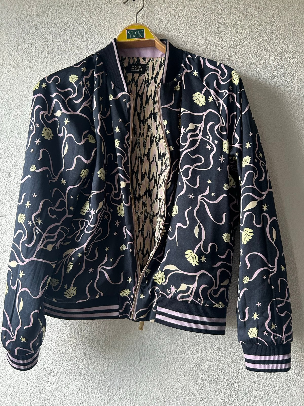 Scotch & Soda /Maison Scotch omkeerbaar bomberjack met print, Verzenden, Zo goed als nieuw, Maat 42/44 (L), Zwart
