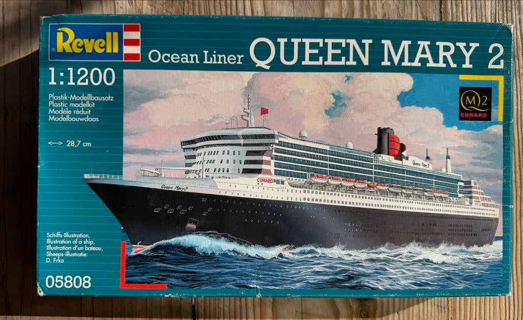 Revell Ocean Liner Queen Mary 2 - Modelbouwkit 1:1200, Ophalen of Verzenden, Zo goed als nieuw, 1:200 of kleiner, Revell