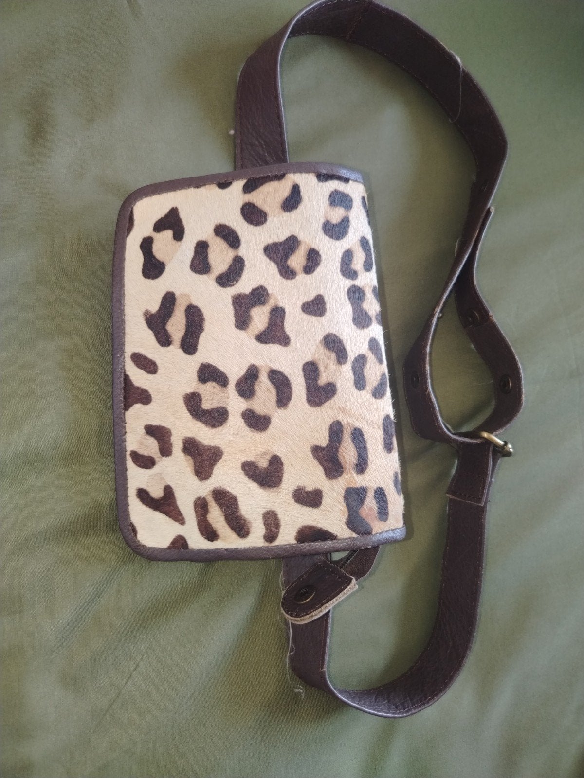 Leopardprint heup tas echt leer- Vintage, Ophalen of Verzenden, Zo goed als nieuw, Bruin, Schoudertasje