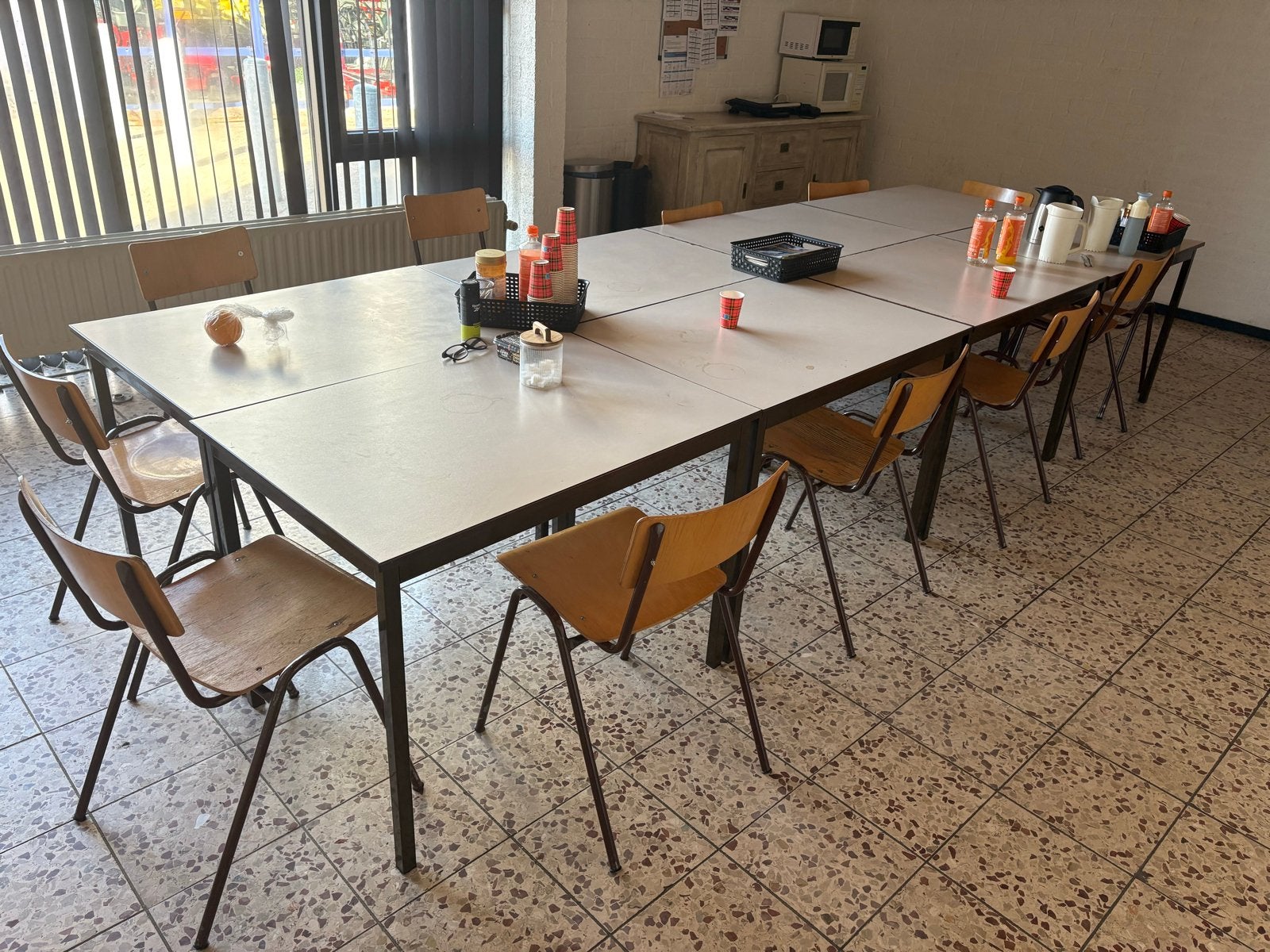 Buisframe stoel en tafels - Hout en metaal, Ophalen, Gebruikt, Bruin, Eén