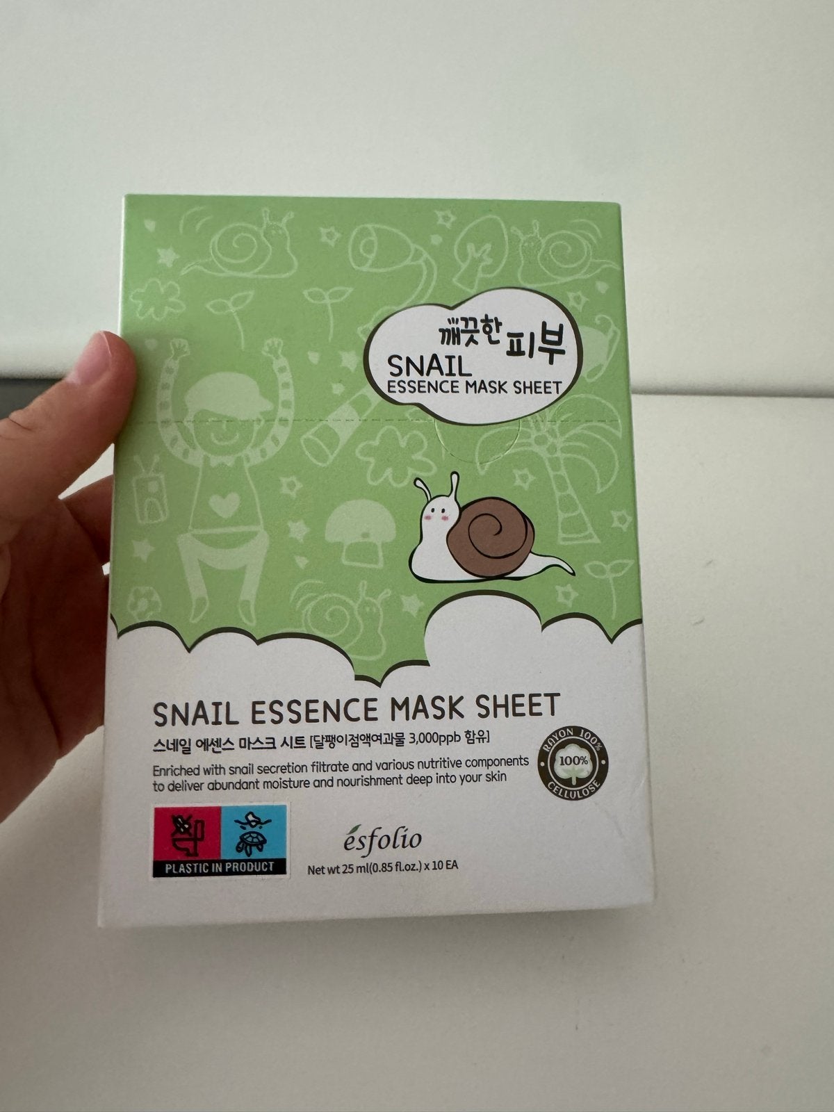 Esfolio Snail Essence Mask Sheet - 10 stuks, Ophalen of Verzenden, Nieuw, Gehele gezicht, Verzorging