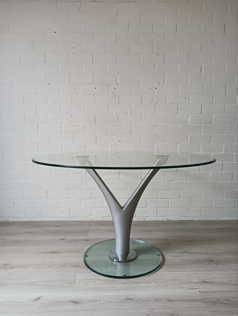 Rolf Benz Glazen Eettafel - Modern Design, Ophalen, Modern design, 50 tot 100 cm, Rond