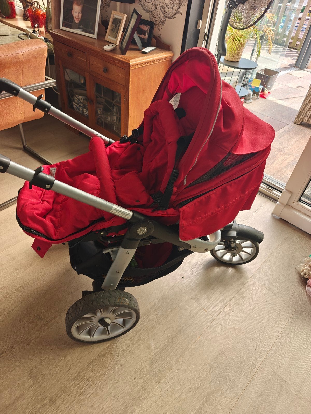 Teutonia kinderwagen met wandelwagenbak- Rood, Kinderen en Baby's, Ophalen, Gebruikt, Overige merken