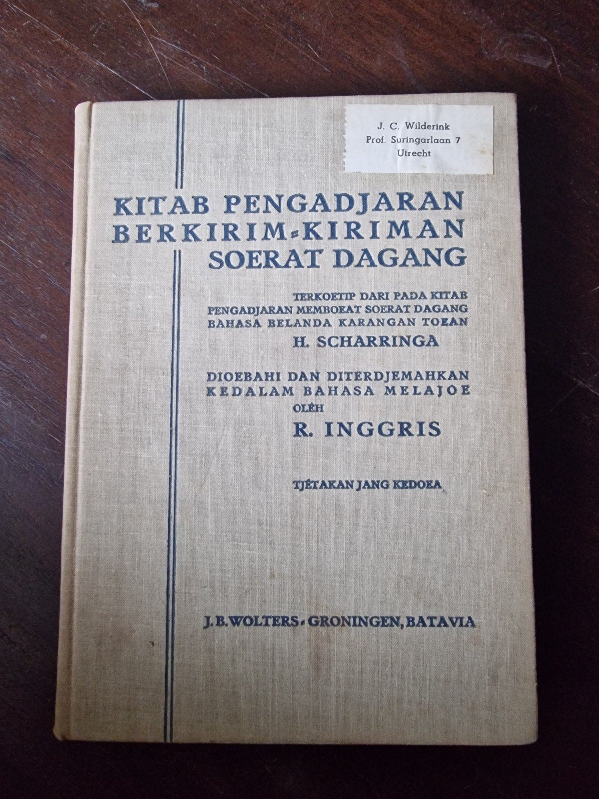 Kitab Pengadjaran Berkirim-Kiriman Soerat Dagang (1939), Ophalen of Verzenden, Gelezen, H. Scharringa, R. Inggris, Nederland
