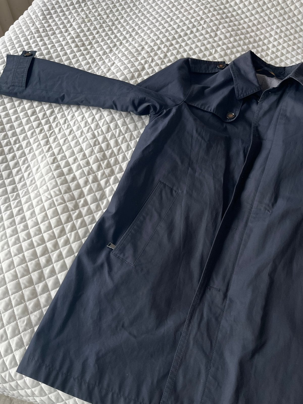 Duffel & Rums Donkerblauwe Trenchcoat - Maat M, Kleding | Heren, Ophalen of Verzenden, Zo goed als nieuw, Maat 52/54 (L), Blauw