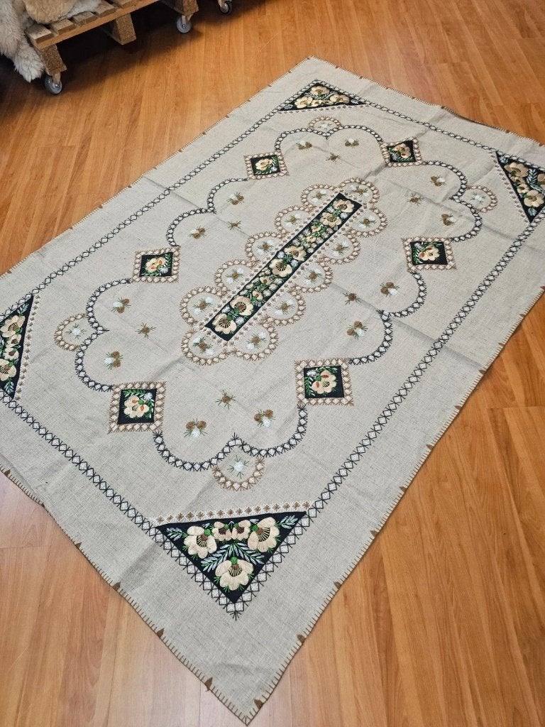 Tafelkleed gesteven linnen Handgemaakt beige 215/145, Djt@dejuistetoon.eu, Ophalen of Verzenden, Zo goed als nieuw, Mon Plaisir 19, Etten-Leur, Netherlands