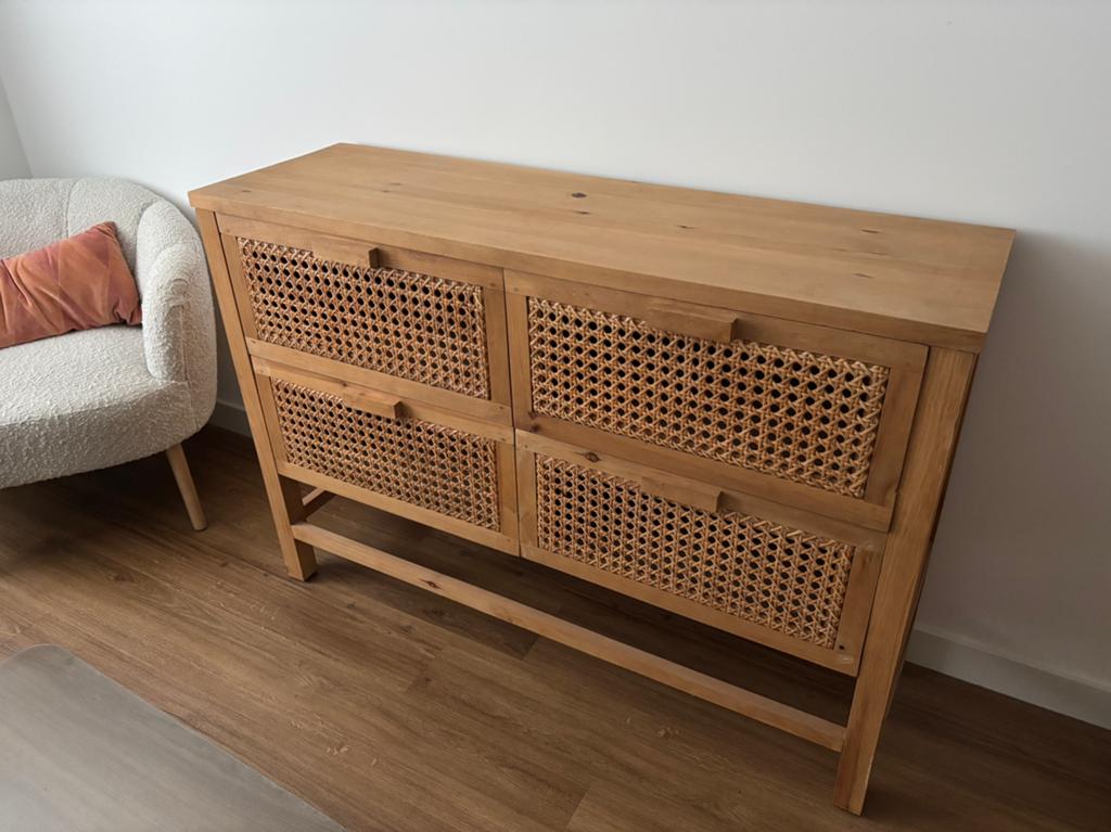 Ladekast Sibu bruin, Huis en Inrichting, Kasten | Dressoirs, Gebruikt, 100 tot 150 cm, 25 tot 50 cm, Met lade(s), Ophalen