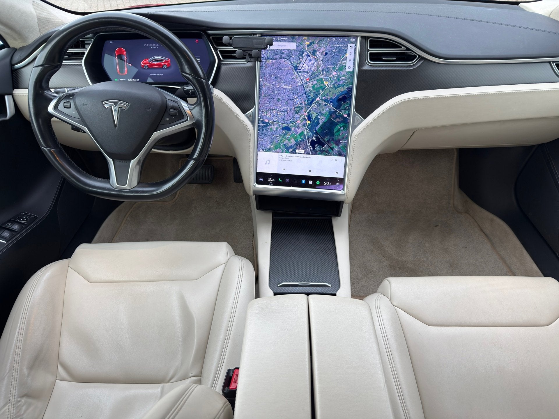 Tesla Model S 75D l SOH 83% l 22" Vossen Velgen l Verlaagd l, Gebruikt, Beige, Te koop, Hatchback