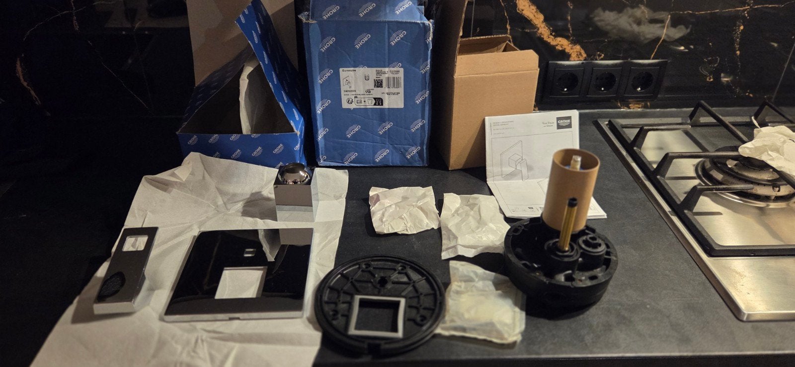 Grohe Eurocube Douchekraan Inbouwdeel en Afbouwset, Doe-het-zelf en Verbouw, Ophalen of Verzenden, Nieuw, Chroom, Douche