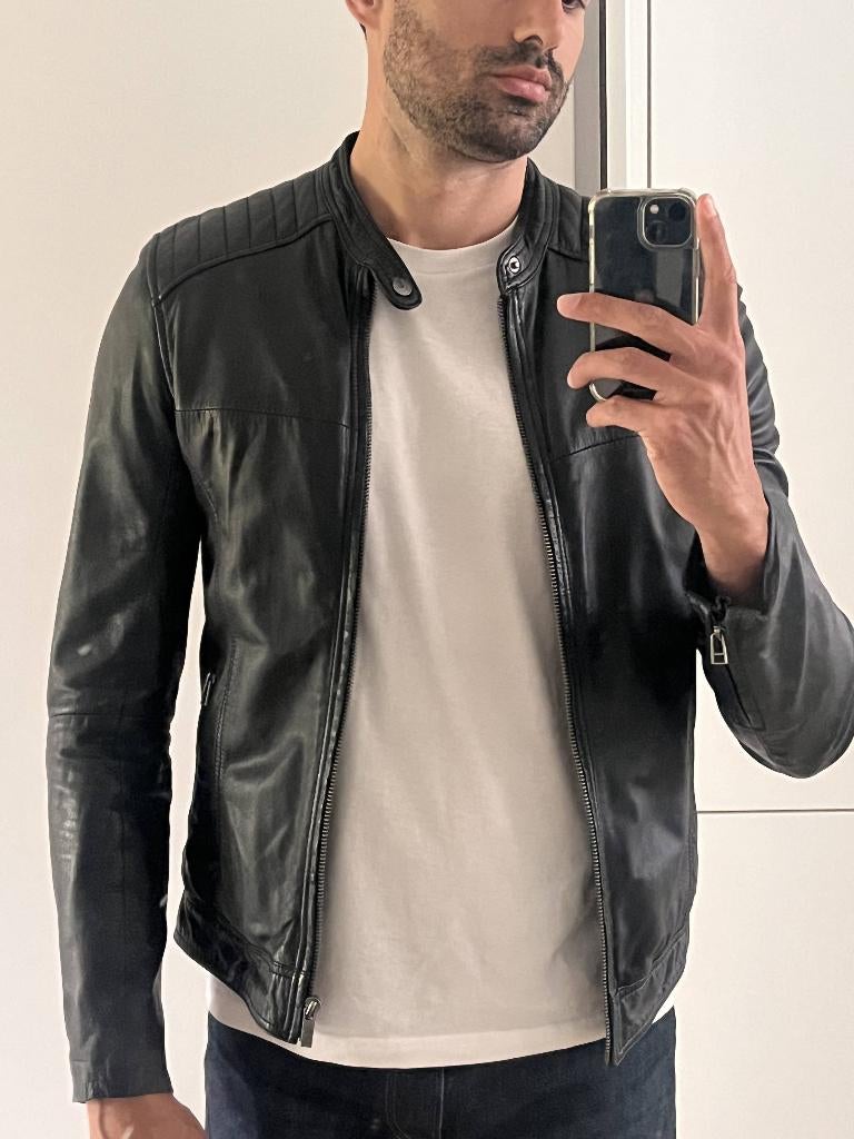 Goosecraft black leather Jacket - Size M, Ophalen, Maat 48/50 (M), Zwart, Goosecraft