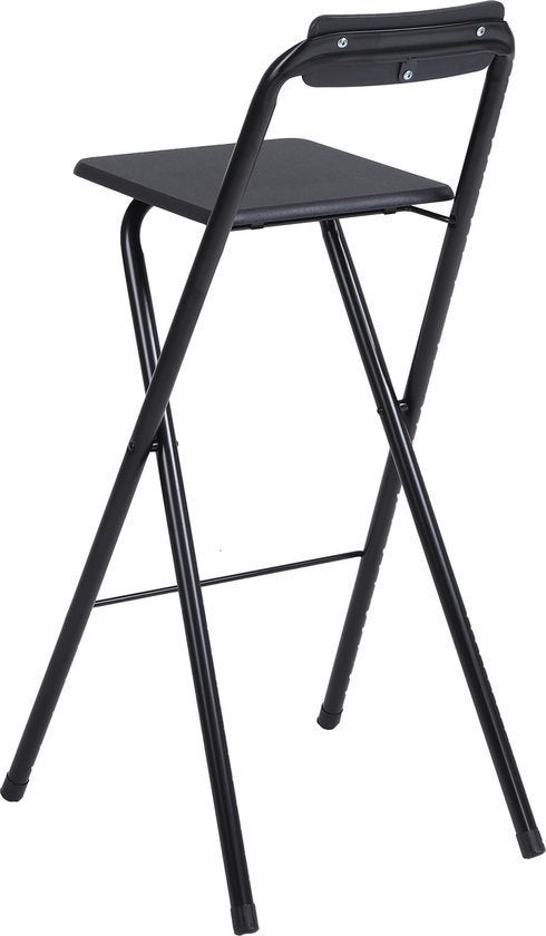 twee barstoelen zwart inklapbaar, Huis en Inrichting, Barkrukken, Ophalen, Met voetsteun, 60 tot 90 cm, Zo goed als nieuw
