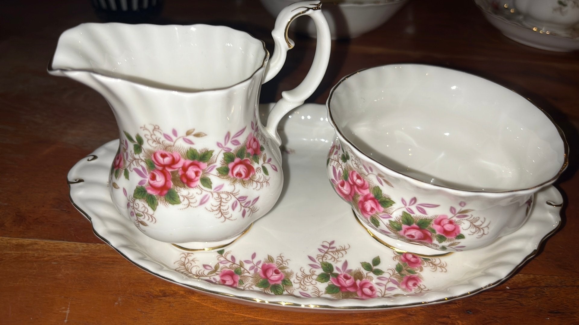 Royal Albert roomstel lavender rose. 3delig, Antiek en Kunst, Antiek | Servies los, Ophalen