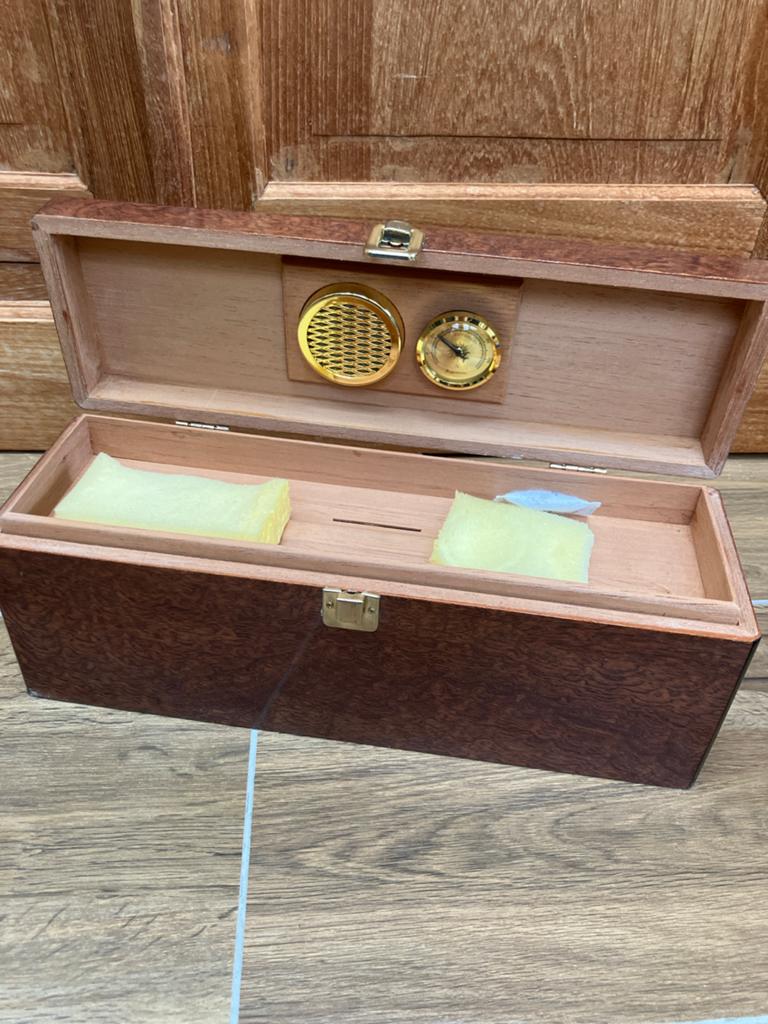 Houten Sigarenkist Humidor met Hygrometer - Lichte Schade, Ophalen, Zo goed als nieuw, Bruin